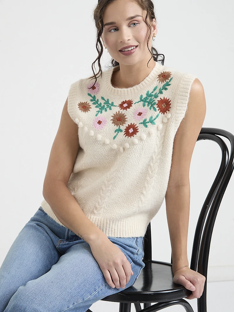 Embroidered Sweater Vest