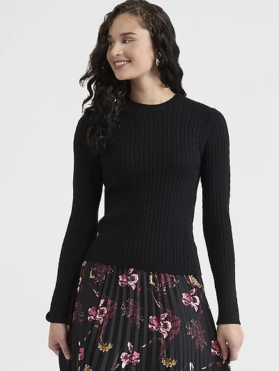 Cable Knit  Crewneck Sweater