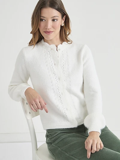 Crochet Detail Sweater Cardigan