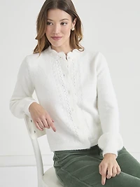 Crochet Detail Sweater Cardigan