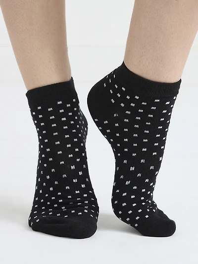 Essential Ankle Socks in Black/White Dot