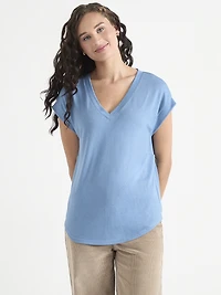 Extend Sleeve V-Neck Hacci Tee