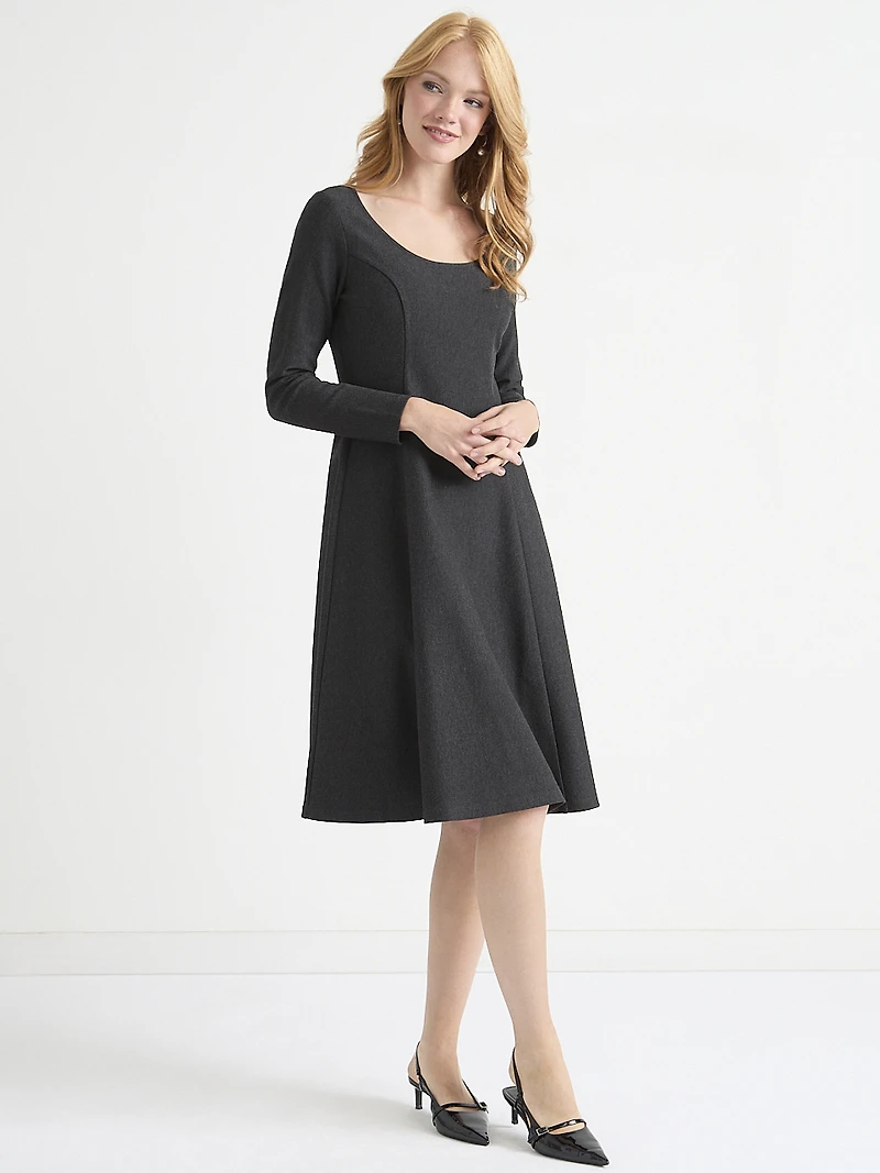 Fit & Flare Long Sleeve Midi Dress