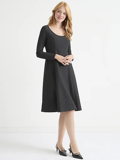 Fit & Flare Long Sleeve Midi Dress