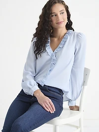 Ruffled V-Neck Blouse