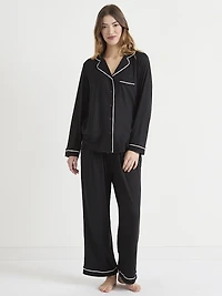 Button Down Top with Full Pant Sleep Set