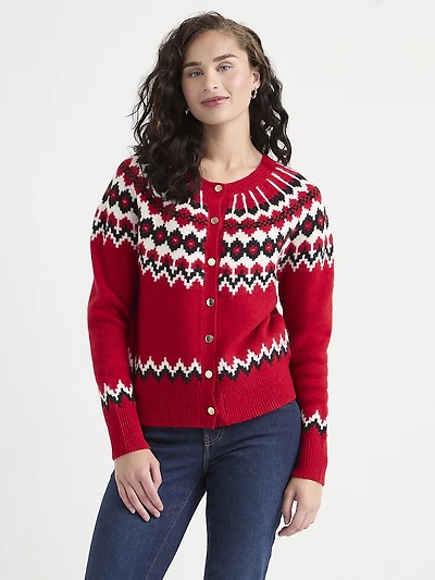 Crew Neck Raglan Sleeve Cardigan