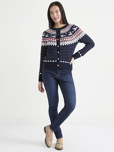 Crew Neck Raglan Sleeve Cardigan