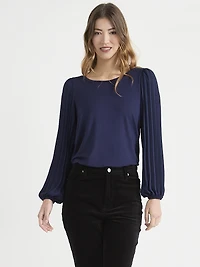 Knit Top with Pleated Sleeves