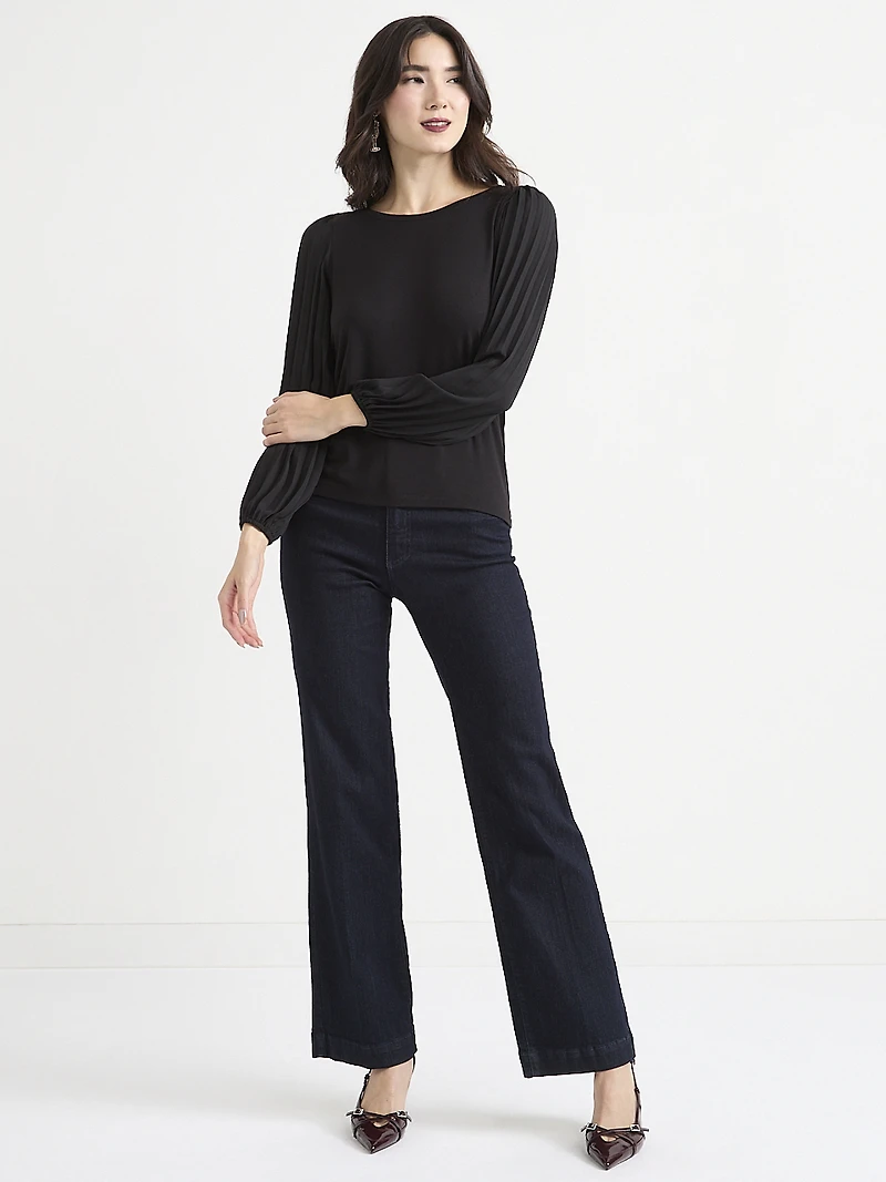 Knit Top with Pleated Sleeves