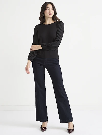 Knit Top with Pleated Sleeves