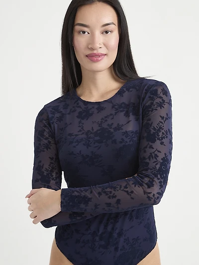 Long Sleeve Burnout Knit Bodysuit