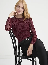 Long Sleeve Burnout Knit Bodysuit