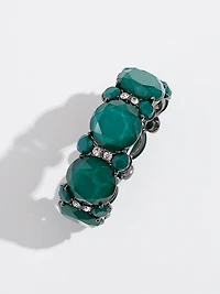 Crystal & Large Emerald Stretch Bracelet
