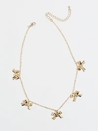 Delicate Bow Short Link Necklace