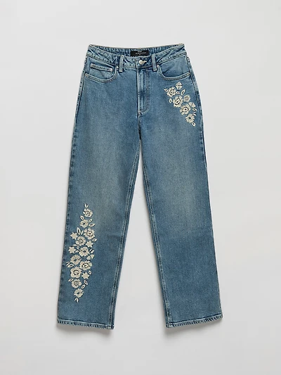 Mid Wash Straight Fit Jeans