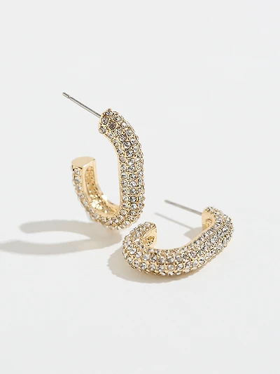 Gold Pave 1/2 Hoop Earrings