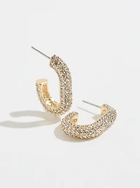 Gold Pave 1/2 Hoop Earrings