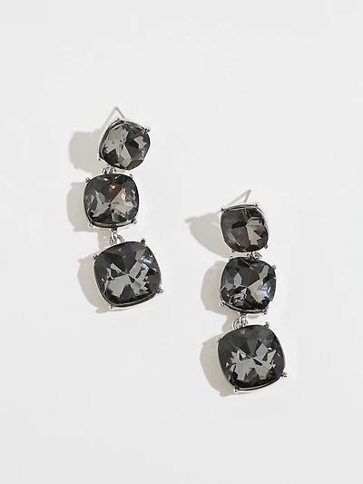 Large Black Stone Dangle Earrings