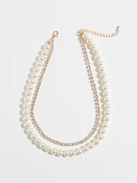 Pearl & Crystal Double Necklace