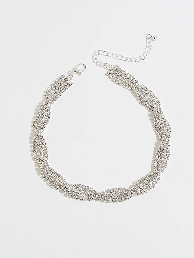 Twisted Rhinestone Choker Necklace