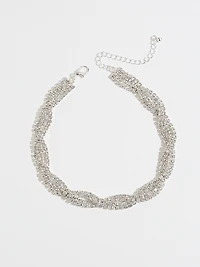 Twisted Rhinestone Choker Necklace