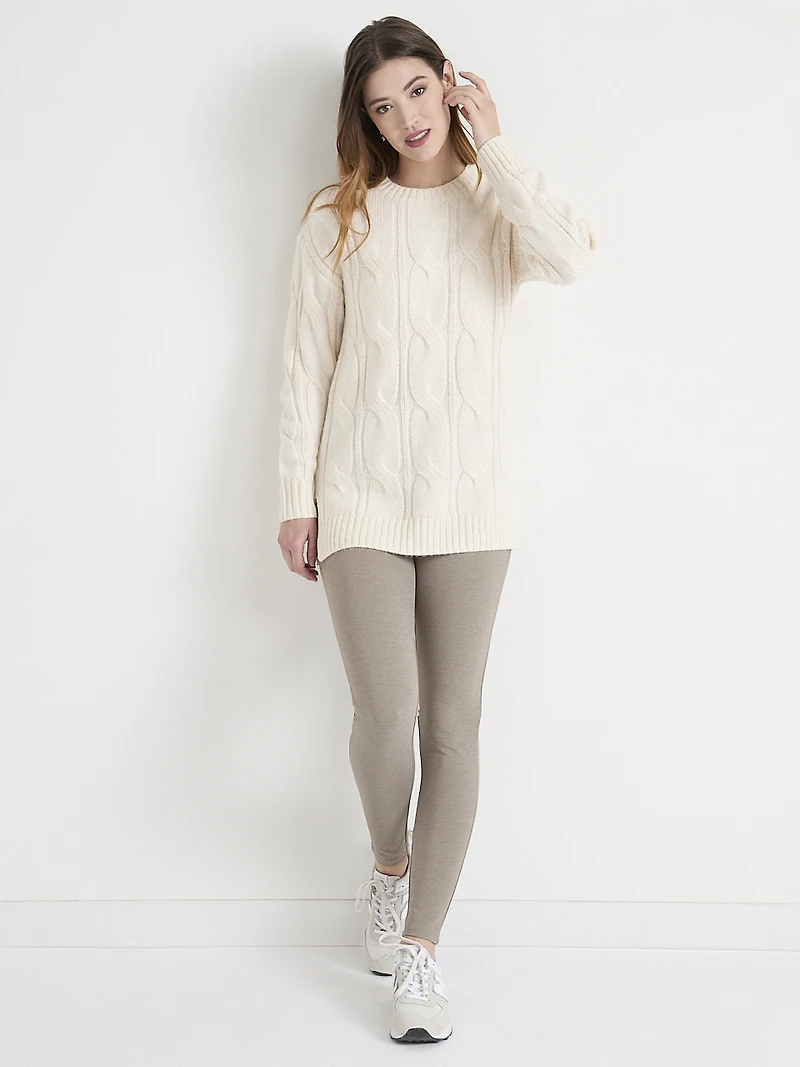 Crew Neck Cable Tunic Sweater