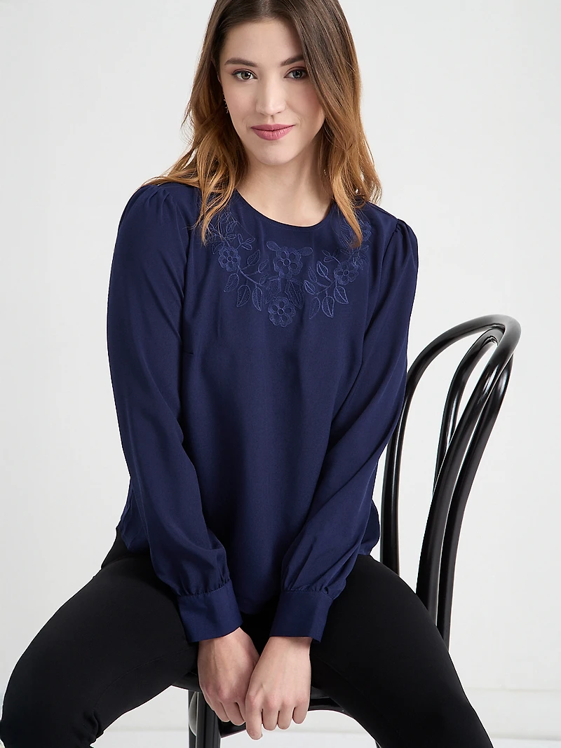 Long Sleeve Embroidered Blouse