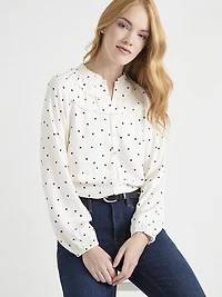 Long Sleeve Plaid Ruffle Blouse