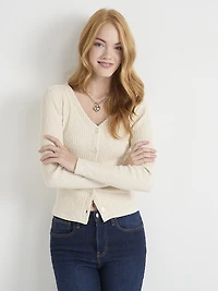 Long Sleeve Rib Knit Cardigan