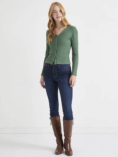 Long Sleeve Rib Knit Cardigan