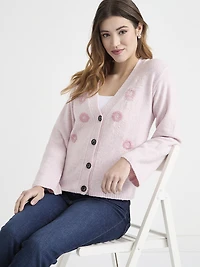 V-Neck Embroidered Cardigan