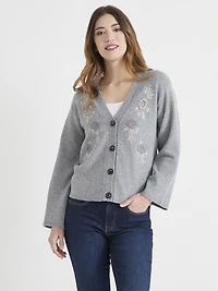 V-Neck Embroidered Cardigan