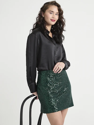 Long Sleeve Satin Blouse