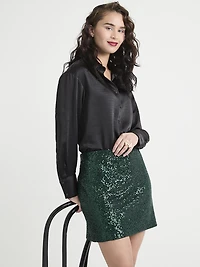 Long Sleeve Satin Blouse