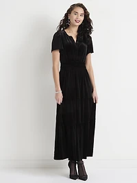 Velvet Tiered Maxi Dress