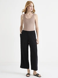 Linen-Blend Wide-Leg Pant