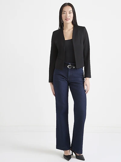 Open Collarless Short Blazer