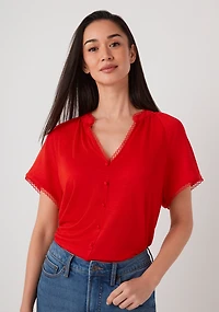Short Sleeve Button-Up Top
