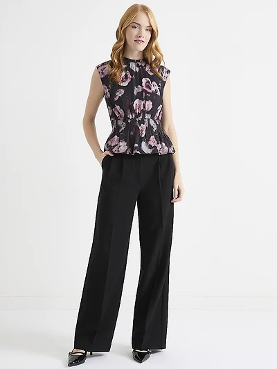 Sleeveless Smocked Waist Blouse