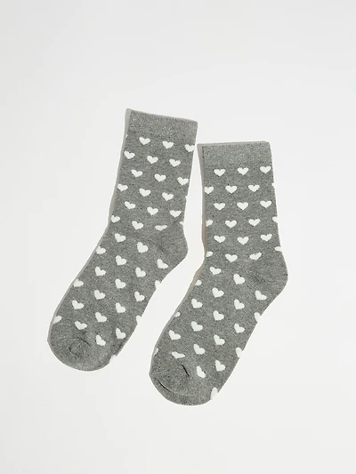 White Heart Crew Socks