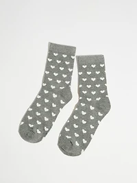 White Heart Crew Socks