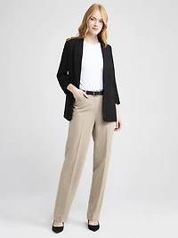 Ponte Ruched-Sleeve Long Line Blazer