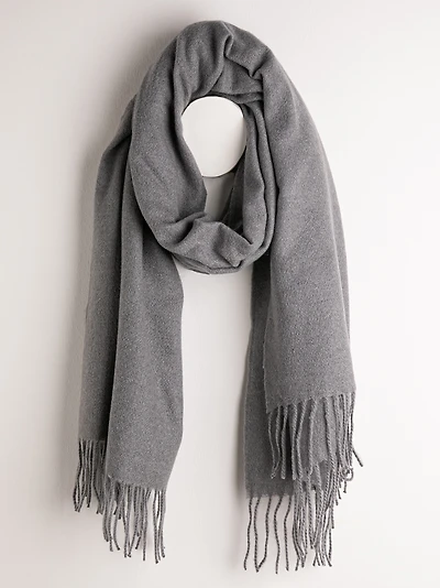Wool-Blend Grey Scarf