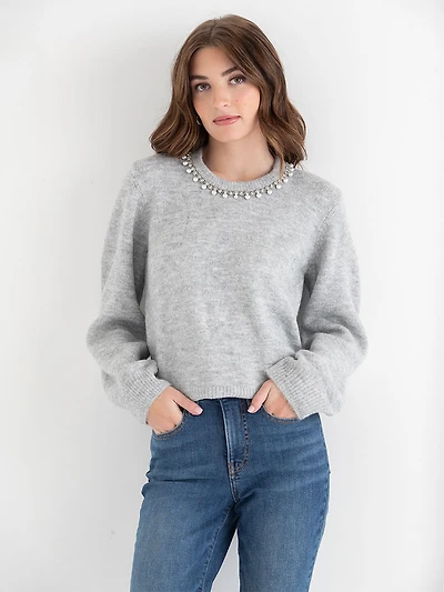 Jewel Necklace Pullover Sweater