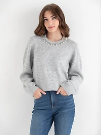 Jewel Necklace Pullover Sweater