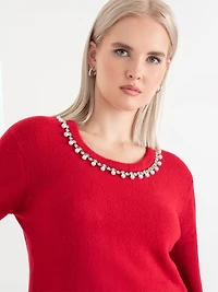 Jewel Necklace Pullover Sweater