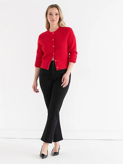 Ribbed Button Front Cardigan