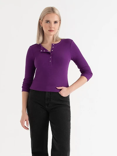 Long Sleeved Henley Shirt