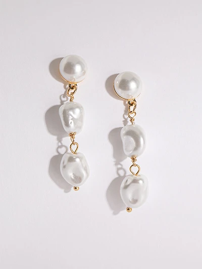 Triple Pearl Drop Earrings